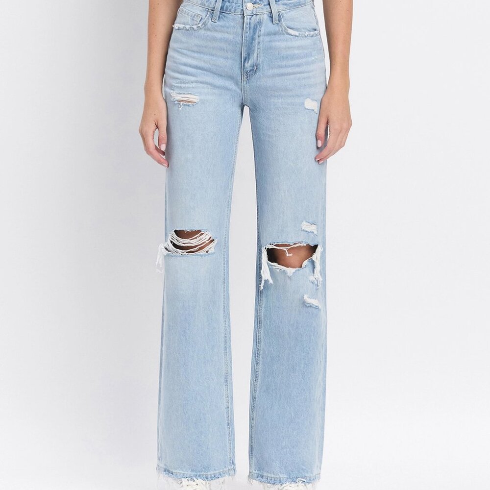 029 - 90'S Vintage Super High Rise Flare Jeans in Western Promise - Picture 2 of 4